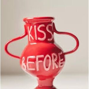 L and Clay. Kiss Before You Go Vase. Ceramic. Handpainted Pottery Art.Soft Cloth